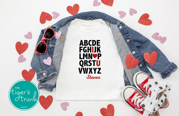 Alphabet I Love You Valentine's Day Shirt