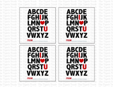 Alphabet printable Valentine cards