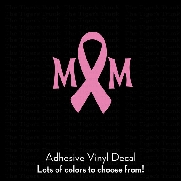 MOM Cancer Awareness Ribbon adhesive vinyl decal