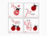Love Bug printable Valentine cards