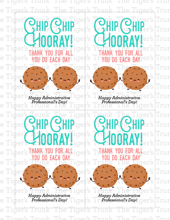 Administrative Professional's Day Card | Chip Chip Hooray Thank You For All You Each Day | Instant Download | Printable Card