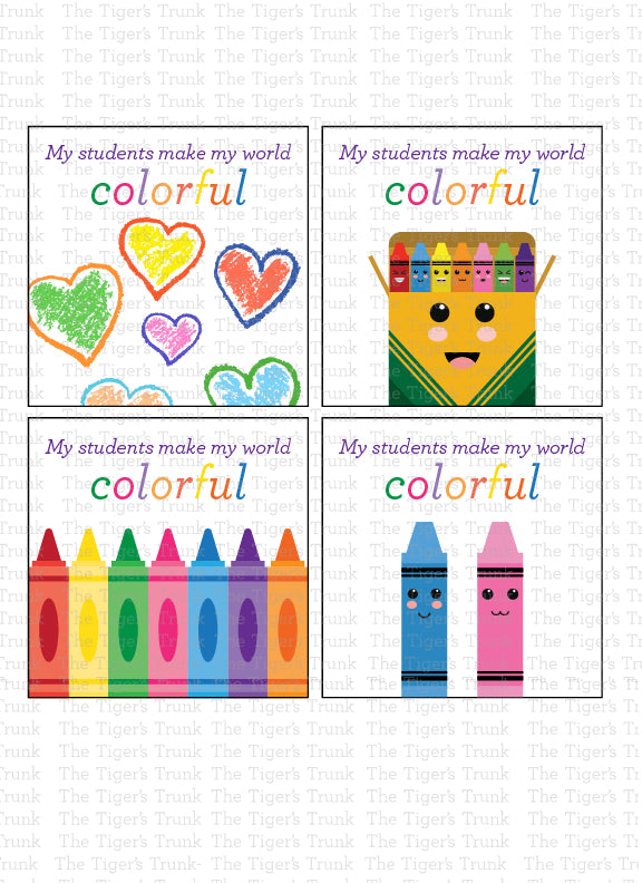 My Students Make My World Colorful Instant Download Printable Valentine Tags