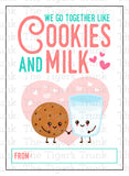 We Go Together Like Cookies and Milk printable Valetentine card