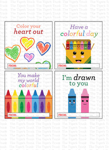 Crayon Instant Download Printable Birthday Party Favor Tags