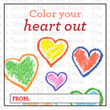 Color Your Heart Out printable Valentine cards