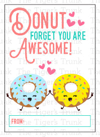 Valentines Day Cards | Donut Cards | Instant Download | Printable Card ...