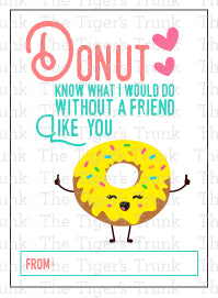 Donut Instant Download Printable Valentine Cards