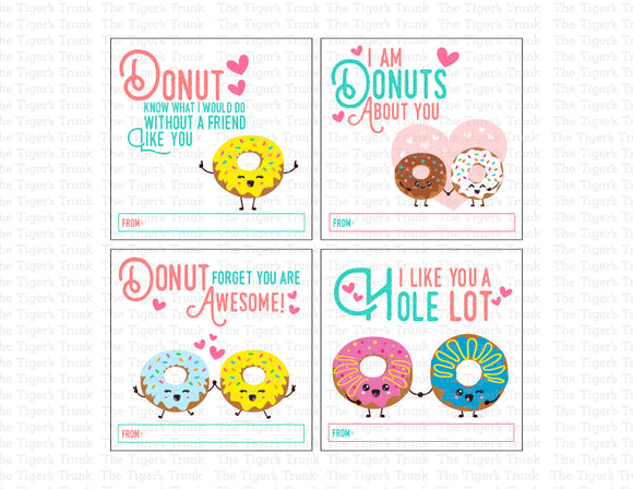 Donut Instant Download Printable Valentine Tags