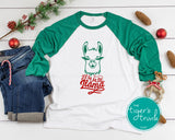 Fa La La La Llama Christmas raglan shirt