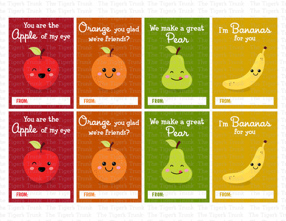 Fruity Valentine Printable Cards