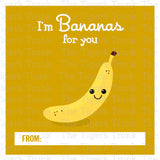 I'm Bananas For You printable Valentine card