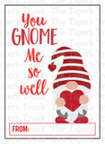 You Gnome Me So Well printable Valentine card