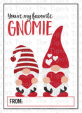 You're My Favorite Gnomie printable Valentine card