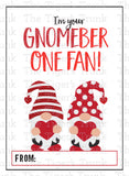 I'm Your Gnomeber One Fan printable Valentine card