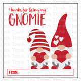 Thanks for Being My Gnomie printable Valentine card