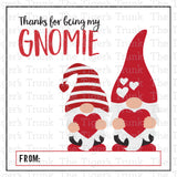 Thanks for Being My Gnomie printable Valentine card