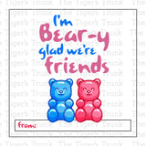 I'm Bear-y glad We're Friends printable Valentine card