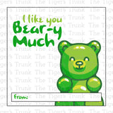 I Like You Bear-y Much printable Valentine card