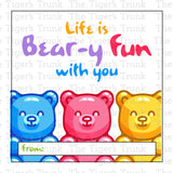 Life Is Bear-y Fun With You printable Valentine card