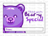 I Think You're Bear-y Special printable Valentine card