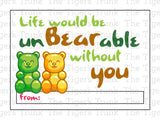 Lie Would Be unBEARable Without You printable Valentine card