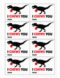 I Chews You Dinosaur Valentine Cards