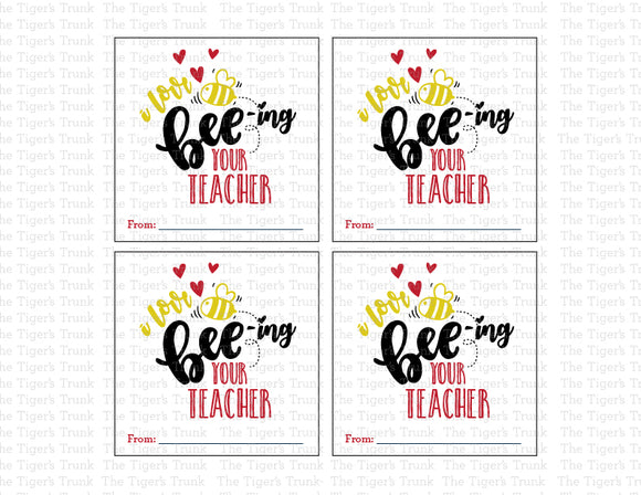 I Love BEE-ing Your Teacher Instant Download Printable Valentine Tags