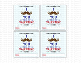 Mustache Instant Download Printable Valentine TagsMustache Instant Download Printable Valentine Cards
