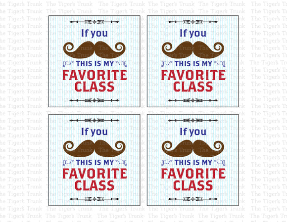 If You Mustache, This Is My Favorite Class Instant Download Printable Valentine Tags
