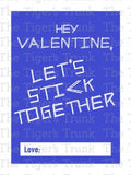 Hey Valentine, Let's Stick Together printable Valentine card