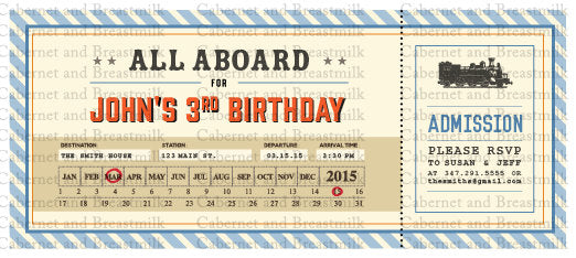 Train Birthday Party Digital Printable Birthday Party Invitation