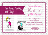Gymnastics Birthday Party Digital Printable Invitation