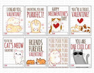 Kitty Cat Instant Download Printable Valentine Cards
