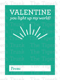 You Light Up My World Printable Valentine Card
