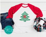 Monogrammed Christmas Tree raglan shirt