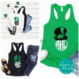 Monogrammed Leprechaun Hat St. Patrick's Day tank tops