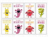 Monster printable Valentine cards