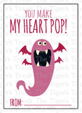 You Make My Heart Pop printable Valentine card