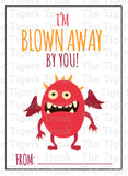 I'm Blown Away By You! printable Valentine card