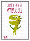 Don't Burst My Bubble printable Valentine card