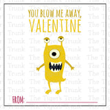 You Blow Me Away, Valentine printable Valentine card