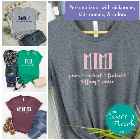 Personalized Mom and Grandmother shirts