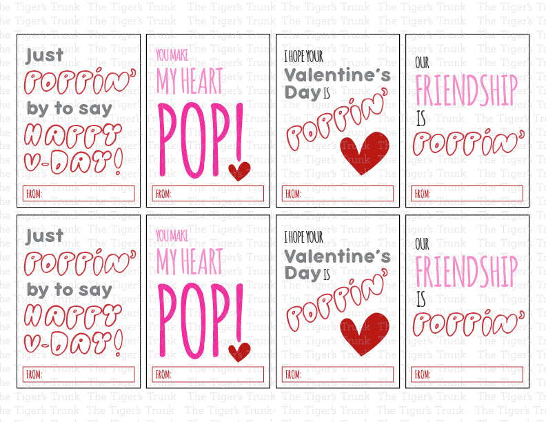 Pop It Instant Download Printable Valentine Cards