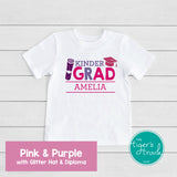 Kinder Grad shirt, white with pink and purple