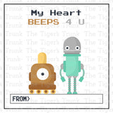 My Heart Beeps 4 U printable Valentine card