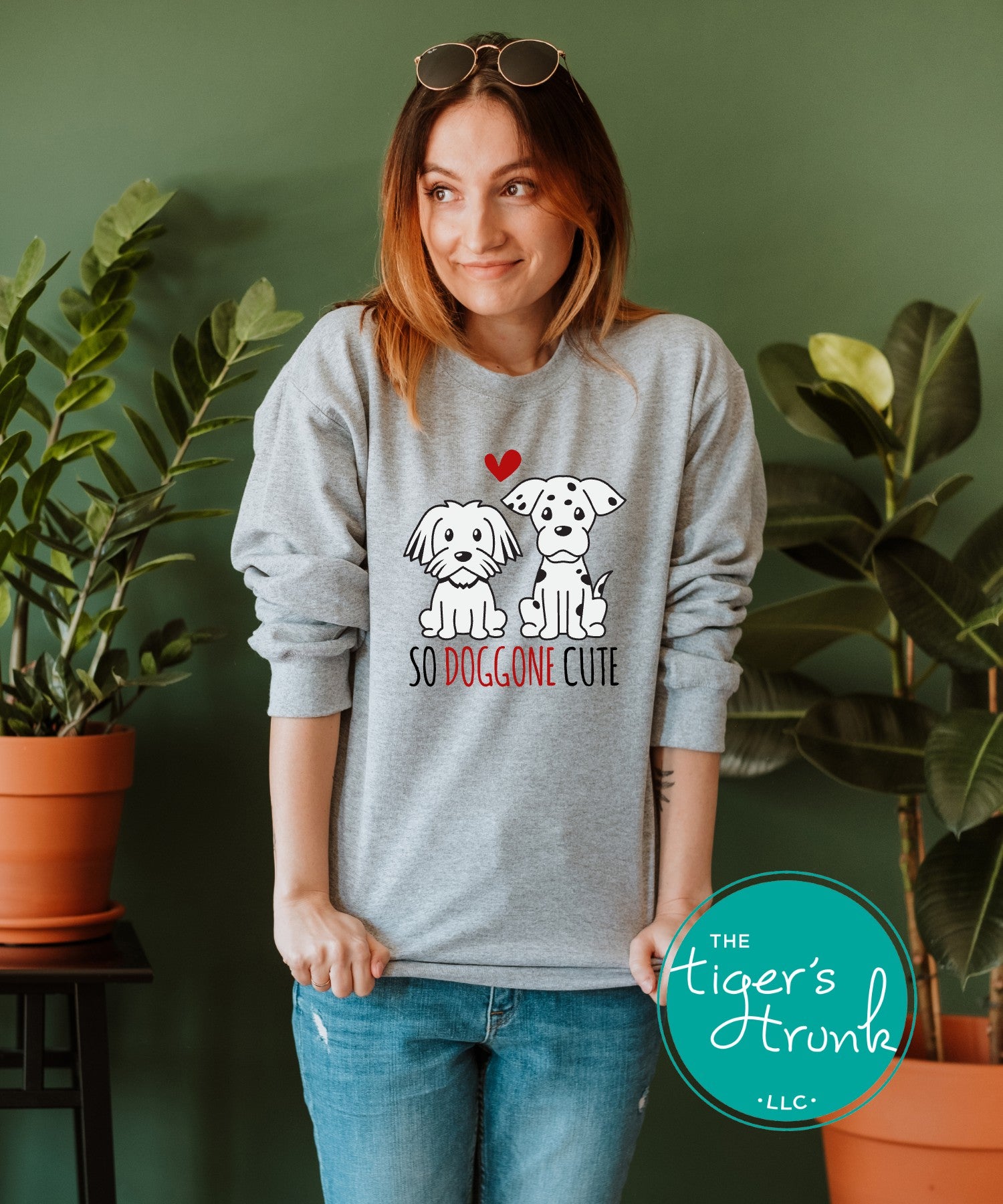 Valentine’s Day shirt featuring adorable puppies with the text "So Doggone Cute," perfect for dog lovers and festive celebrations.