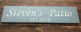 Steven's Patio hand-painted wooden sign