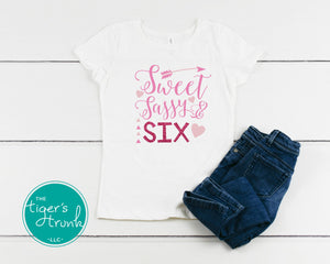 Sweet, Sassy, and Six Birthday shirts