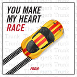You Make My Heart Race printable Valentine card