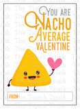 Nacho Instant Download Printable Valentine Cards